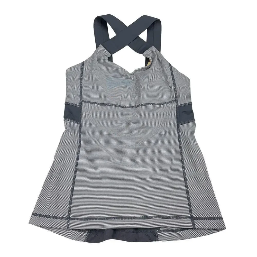 LULULEMON Push Your Limits Tank Sz 6 Gray White
